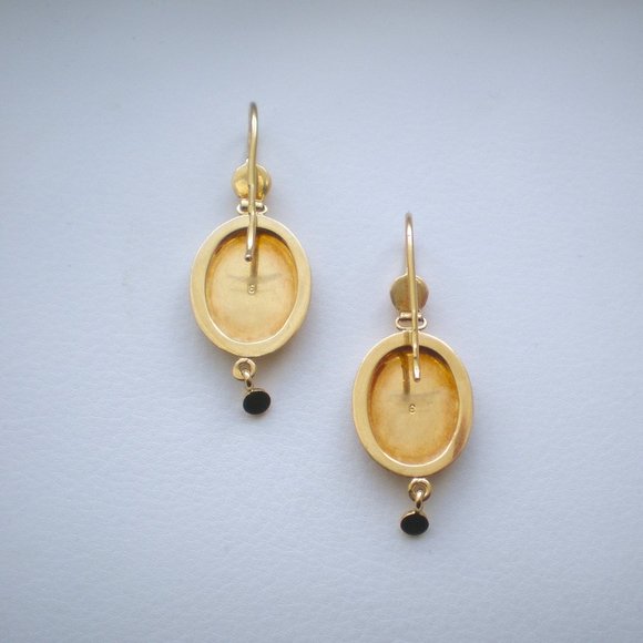 Antique Vintage Russian Soviet USSR 18K 750 Yellow Gold Dangle Drop EARRINGS - Picture 6 of 7